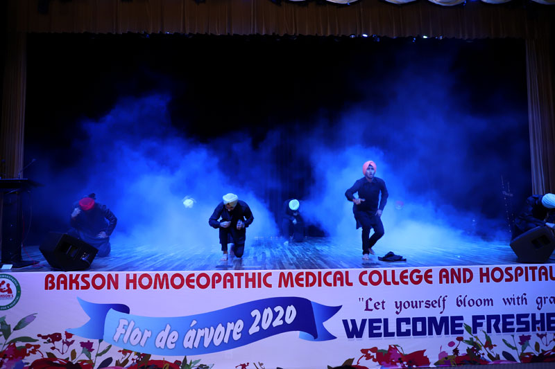 Performance by students  during Fresher Party of BHMS Batch 2020-21